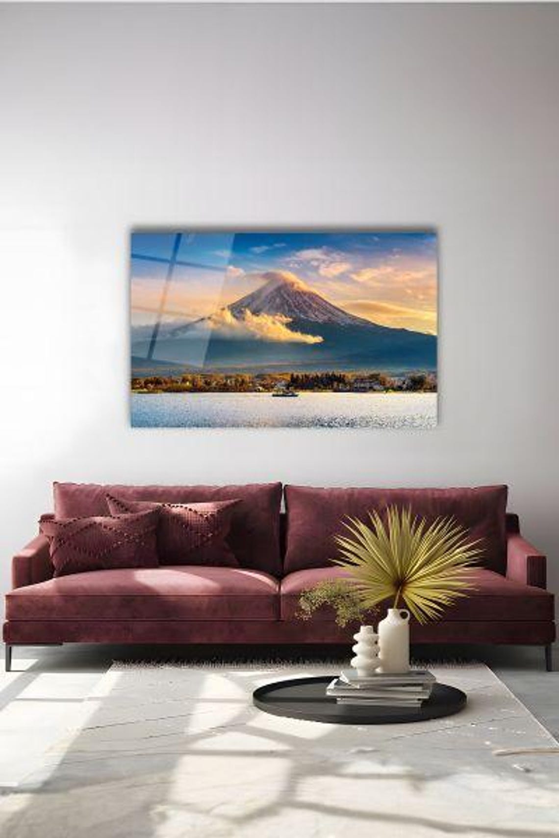 Majestic Mountain Vista Tempered Glass Wall Art Sunrise Over Peak Decor Serene Lake Landscape Home Accent - Image 3