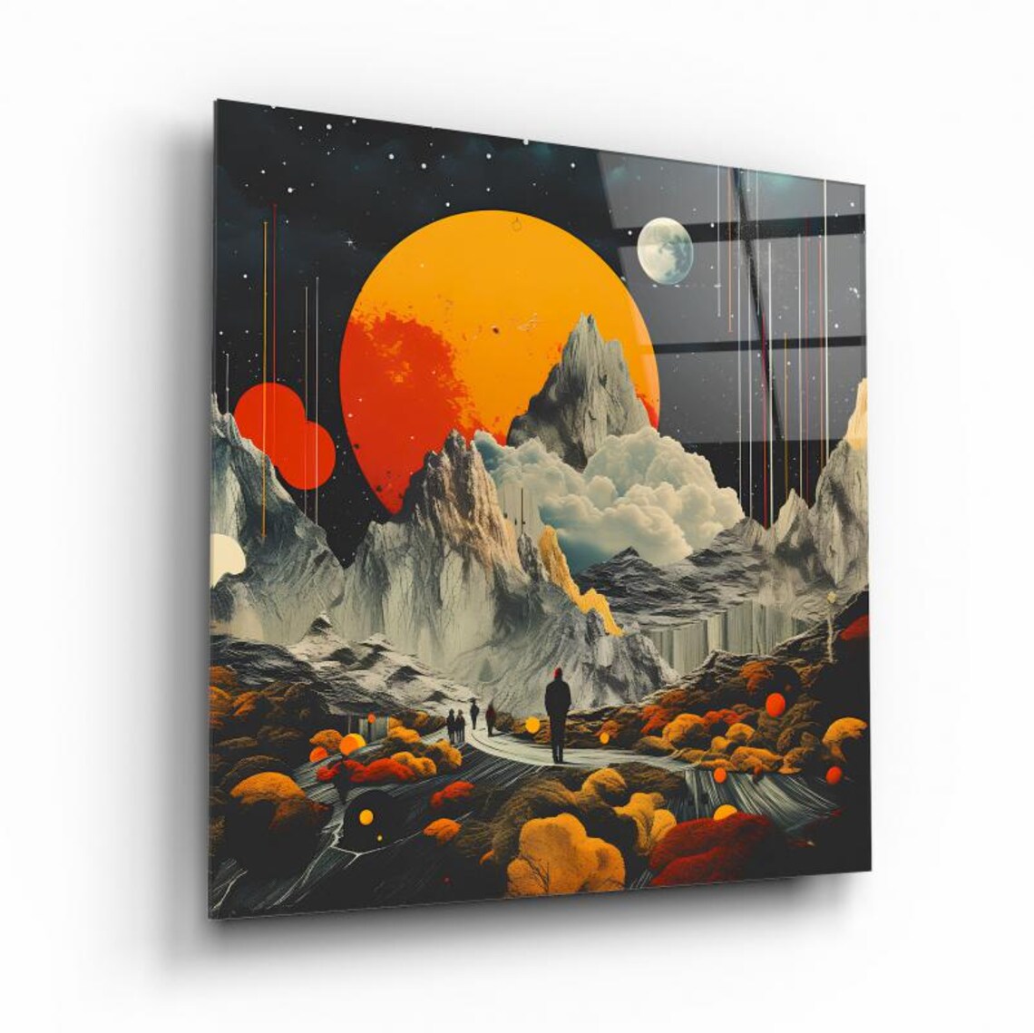 Surreal Mountain Landscape Wall Art Tempered Glass Print Modern Nature Wall Decor Luxury Glass Wall Art For Home And Office - Image 2