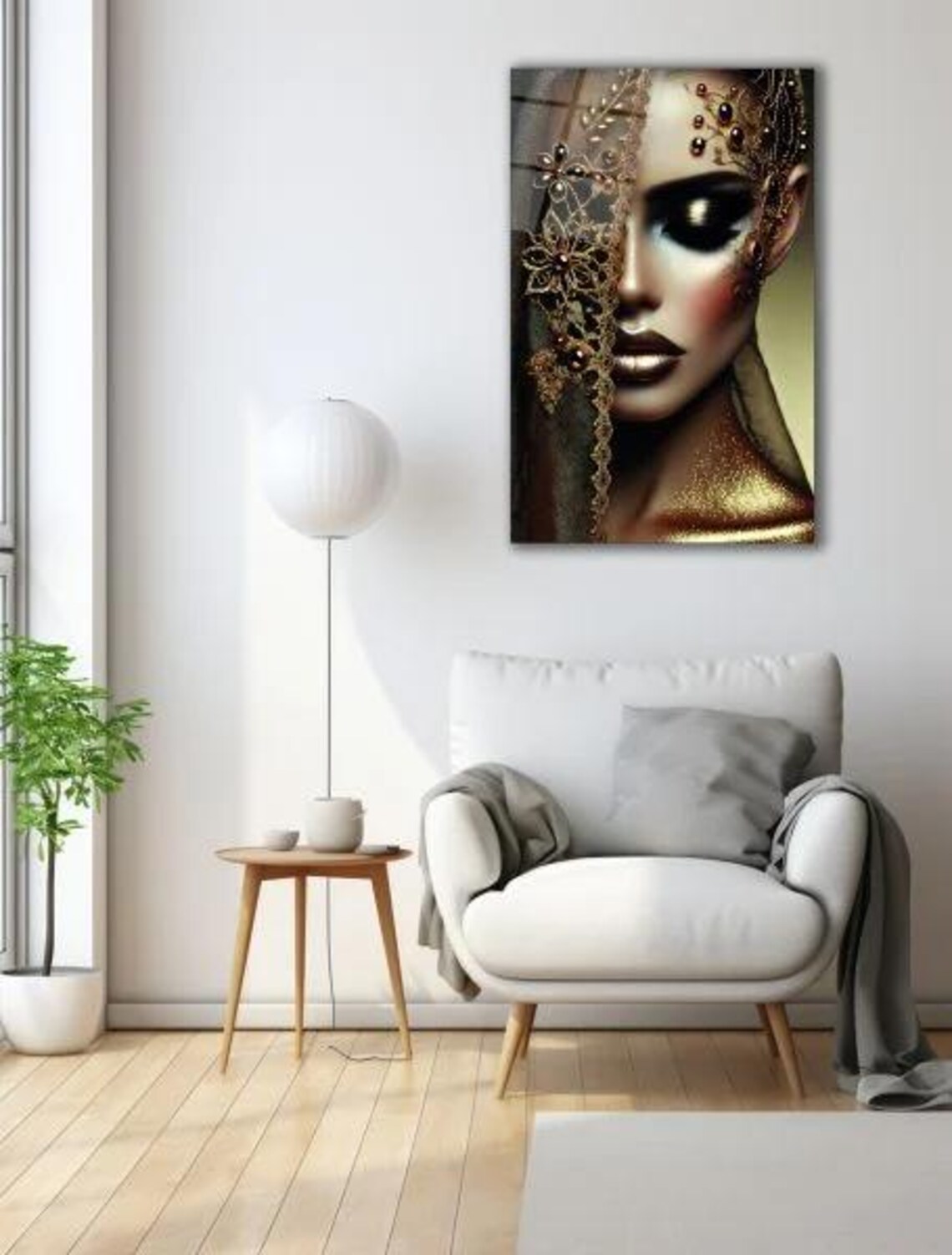 Golden Glamour Woman Portrait Luxury Fashion Elegant Decor Poster - Image 3