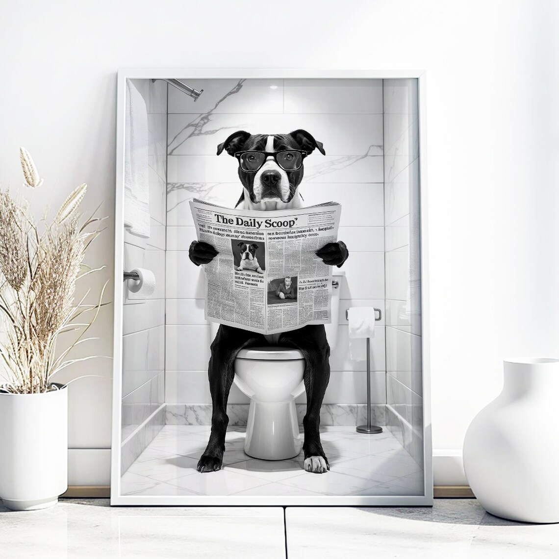 Staffordshire Bull Terrier Funny Bathroom Decor Art Print - Image 5