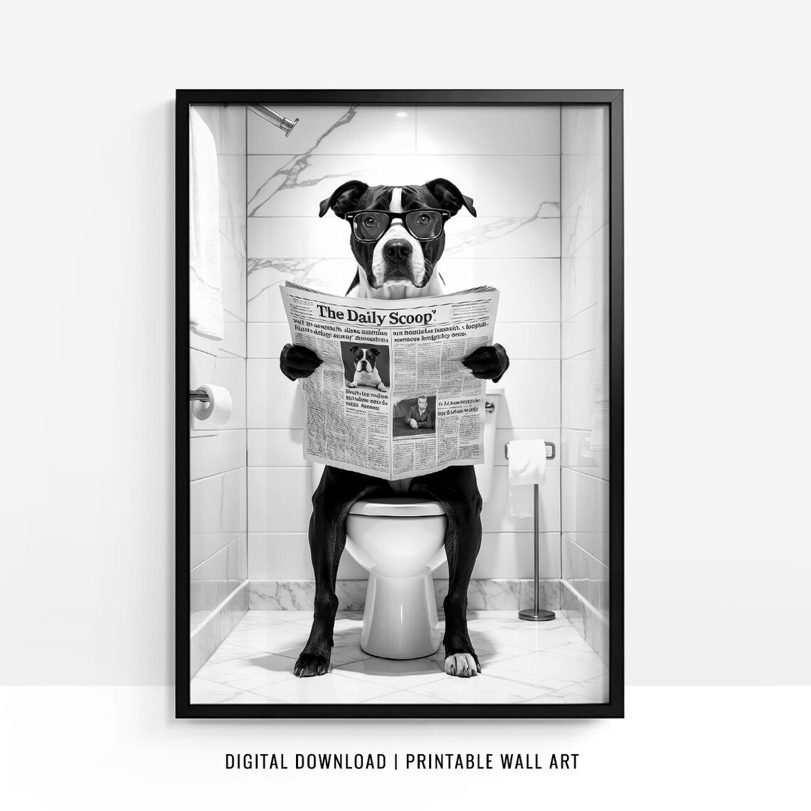 Staffordshire Bull Terrier Funny Bathroom Decor Art Print