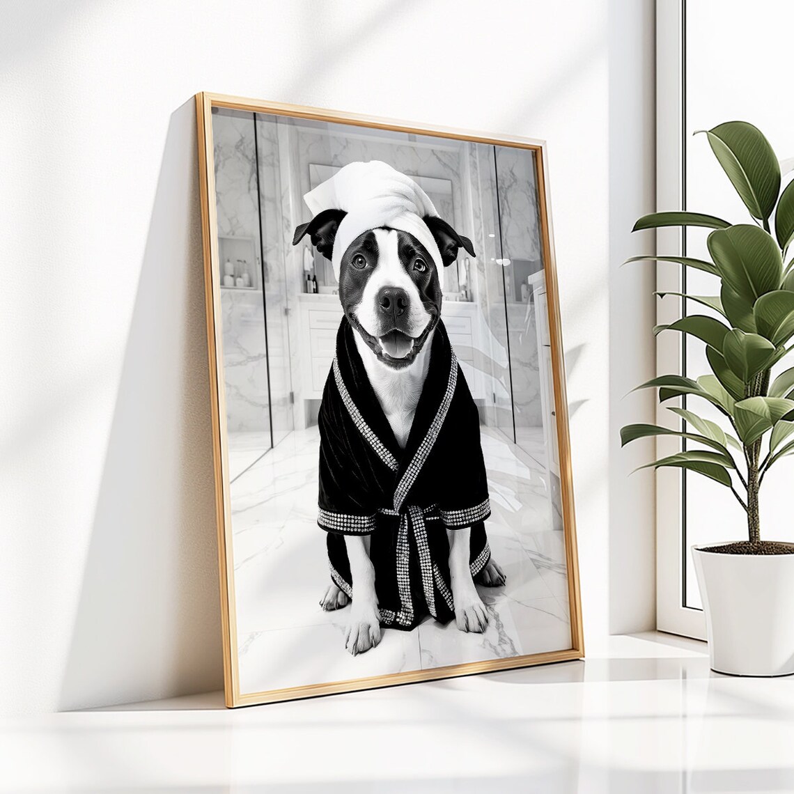 Staffordshire Bull Terrier Funny Bathroom Decor, Art Print - Image 3