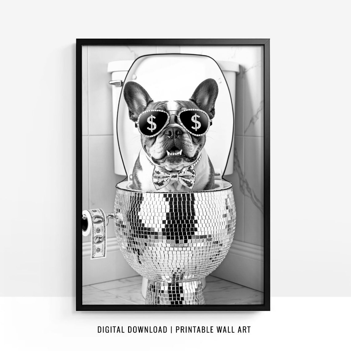 French Bulldog Wall Art Frenchie Toilet Print Frenchie Poster Funny Bathroom Decor French Bulldog Print Dog Gift
