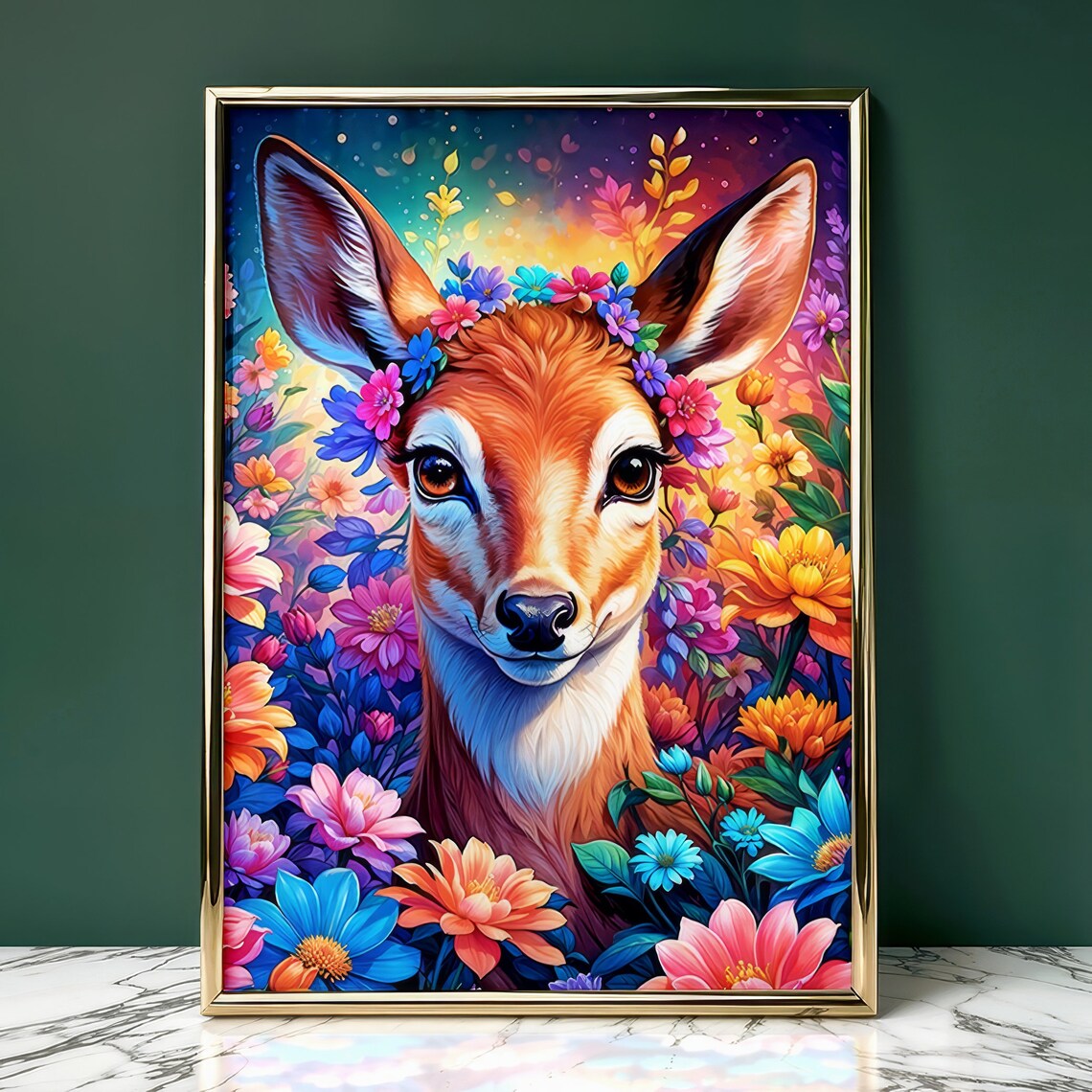 Deer Print, Spiritual Fantasy Forest Poster - Image 2