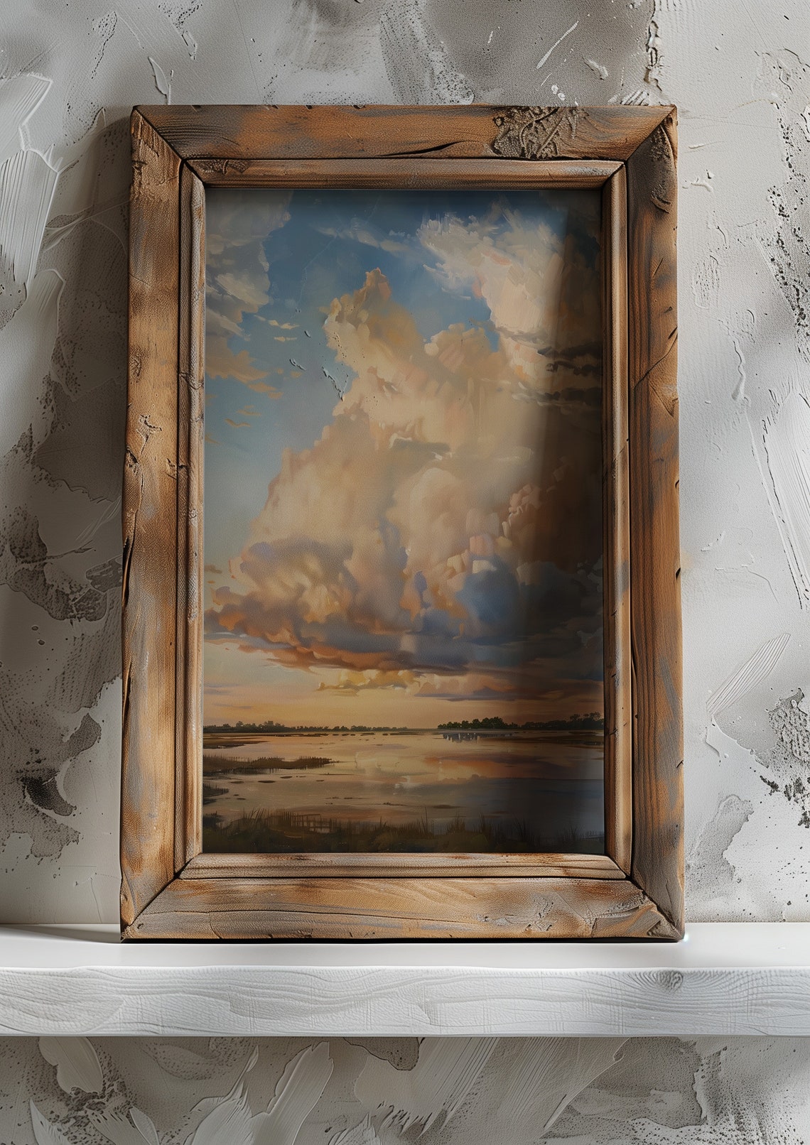 Cloudy Summer Sky Painting Neutral Farmhouse Decor Print Nursery Art Cloud Art Lake Sunset Print Summer Sunrise Artwork - Image 5
