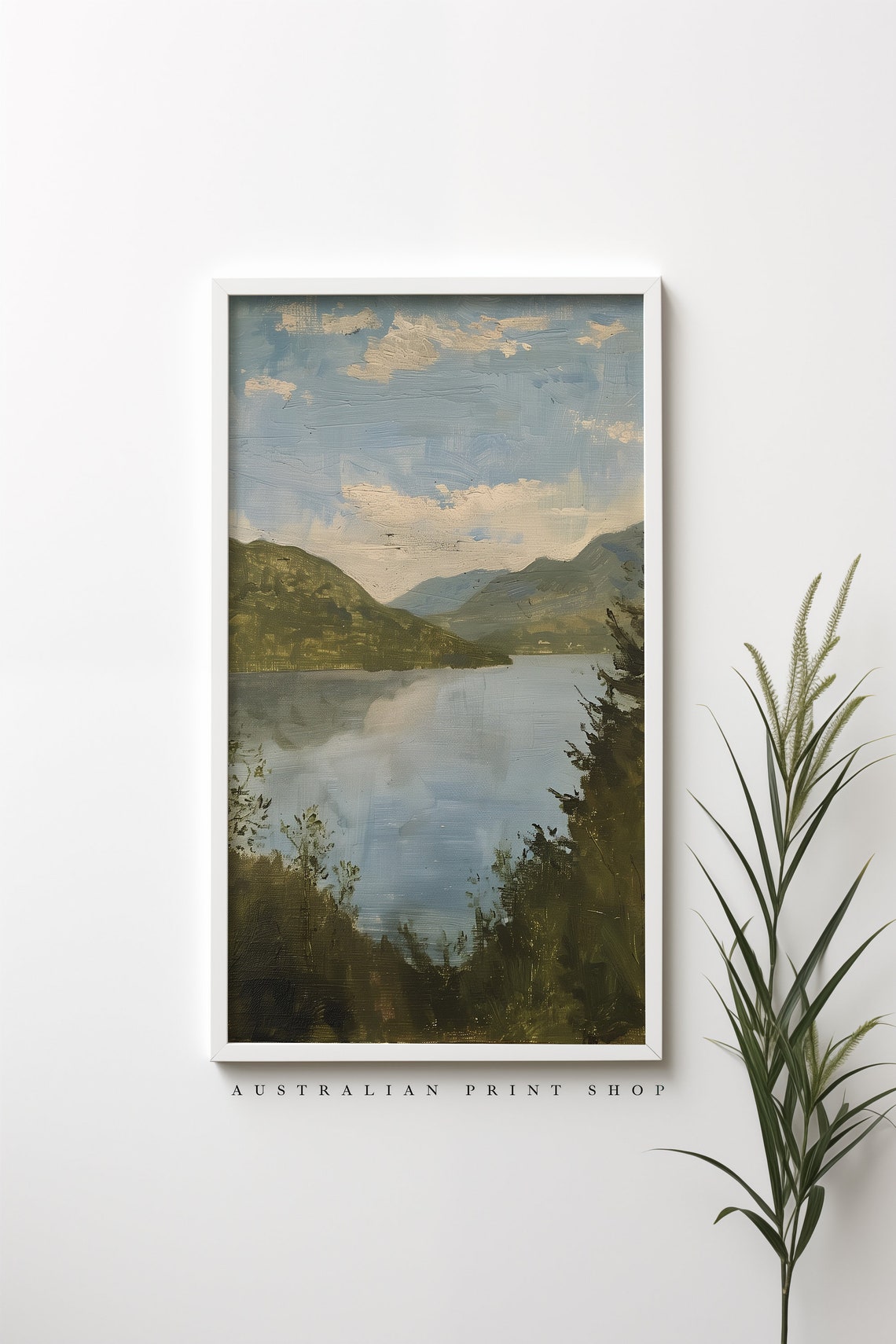 Rustic Lakeside Charm Vintage Lake Painting Antique Art Print Landscape Oil Painting For Farmhouse Decor Lake House Art - Image 5