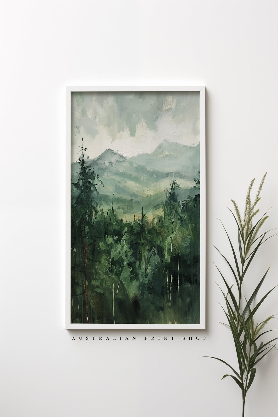 Moody Country Landscape Vintage Oil Painting Art Farmhouse Cottagecore Decor - Image 2