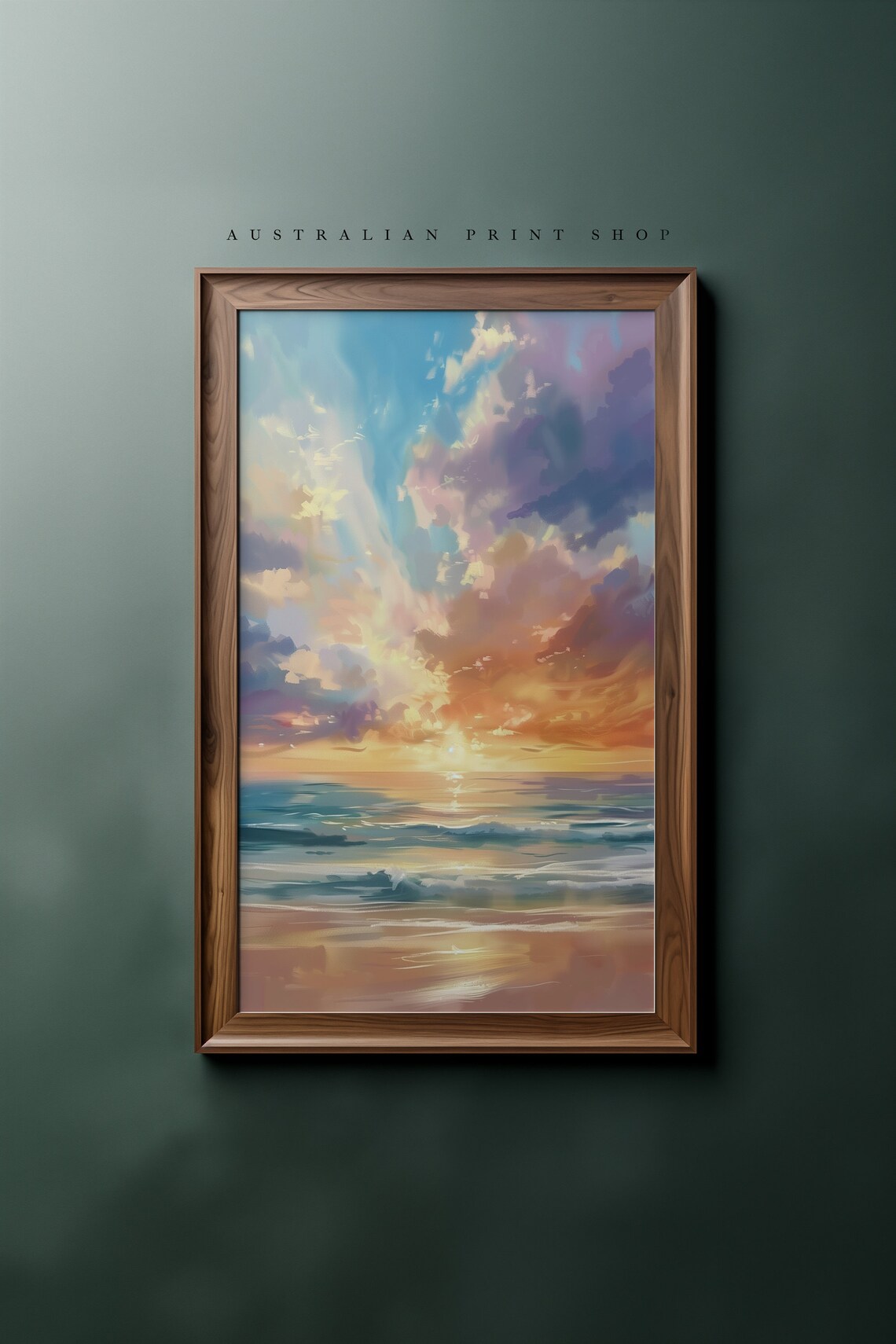 Cloudy Beach Ocean Sunset, Australian Coastal Landscape - Image 4