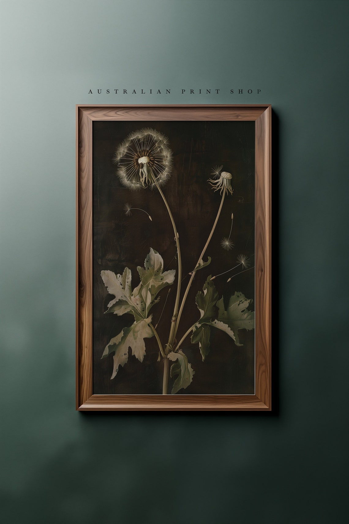 Dandelion Oil Painting Moody Themed Vintage Flower Print Farmhouse Flower Painting Dark Dandelion Print Antique Botanical - Image 7