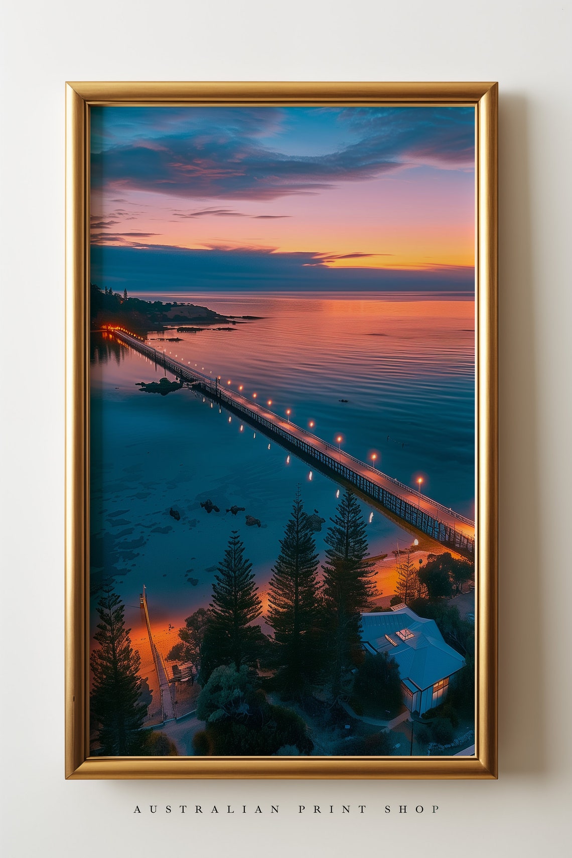 Coastal Bridge Painting Beach Print Turquoise Ocean Coastal Reef Art Summer Sunset Art - Image 5