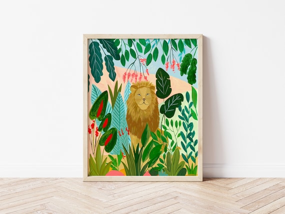 Lion Art Print, Jungle Nursery and Dorm Decor