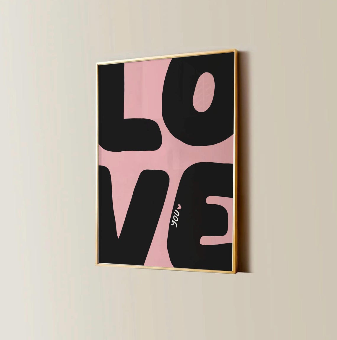 Love You Bold Black Pink Modern Typography Love Quote Wall Poster - Image 3