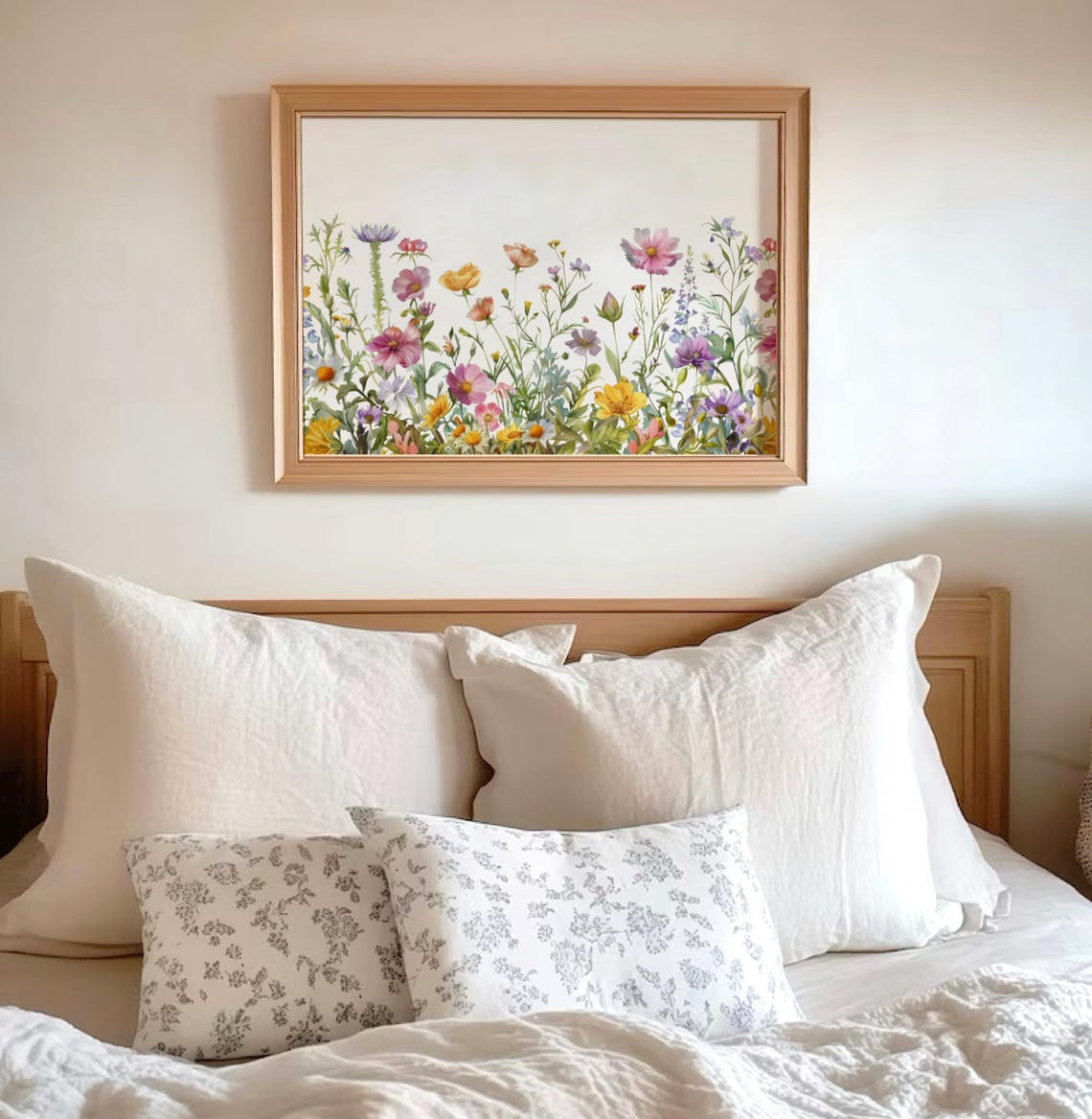 Wildflower Meadow Watercolor Floral Landscape Botanical Art Poster