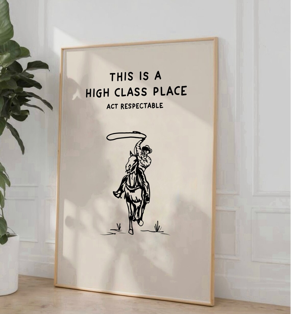 Western Cowboy Minimalist Art Print, Wild West