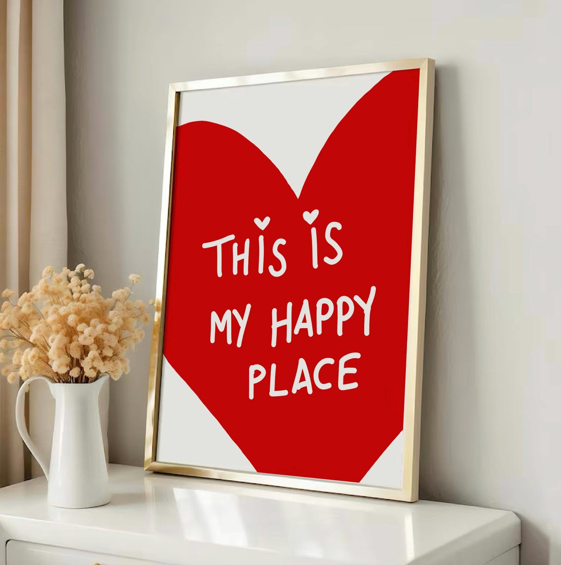 This Is My Happy Place Red Heart Handwritten Quote Wall Poster - Image 2