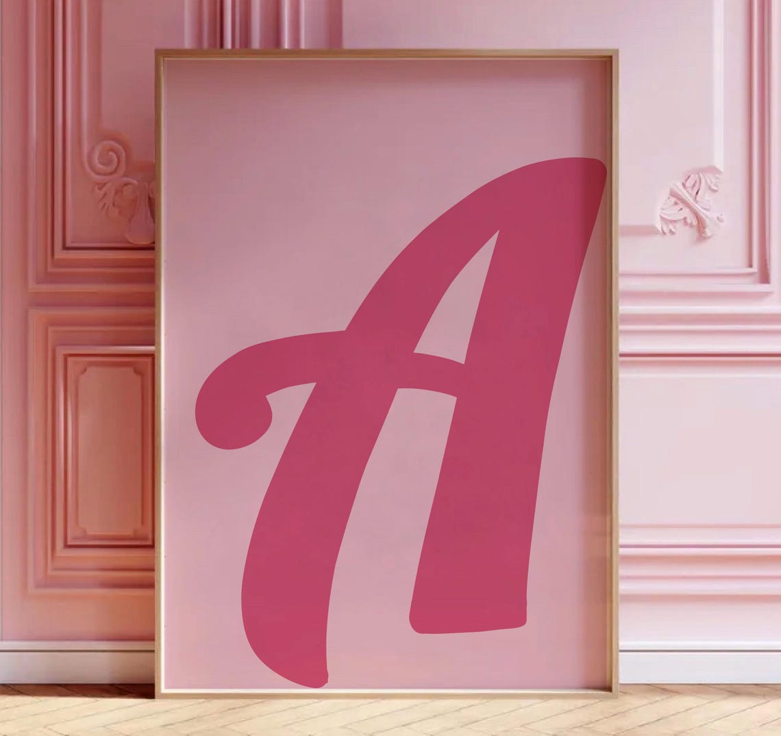 Giant Pink Letter A Personalized Initial Girly Bedroom Poster