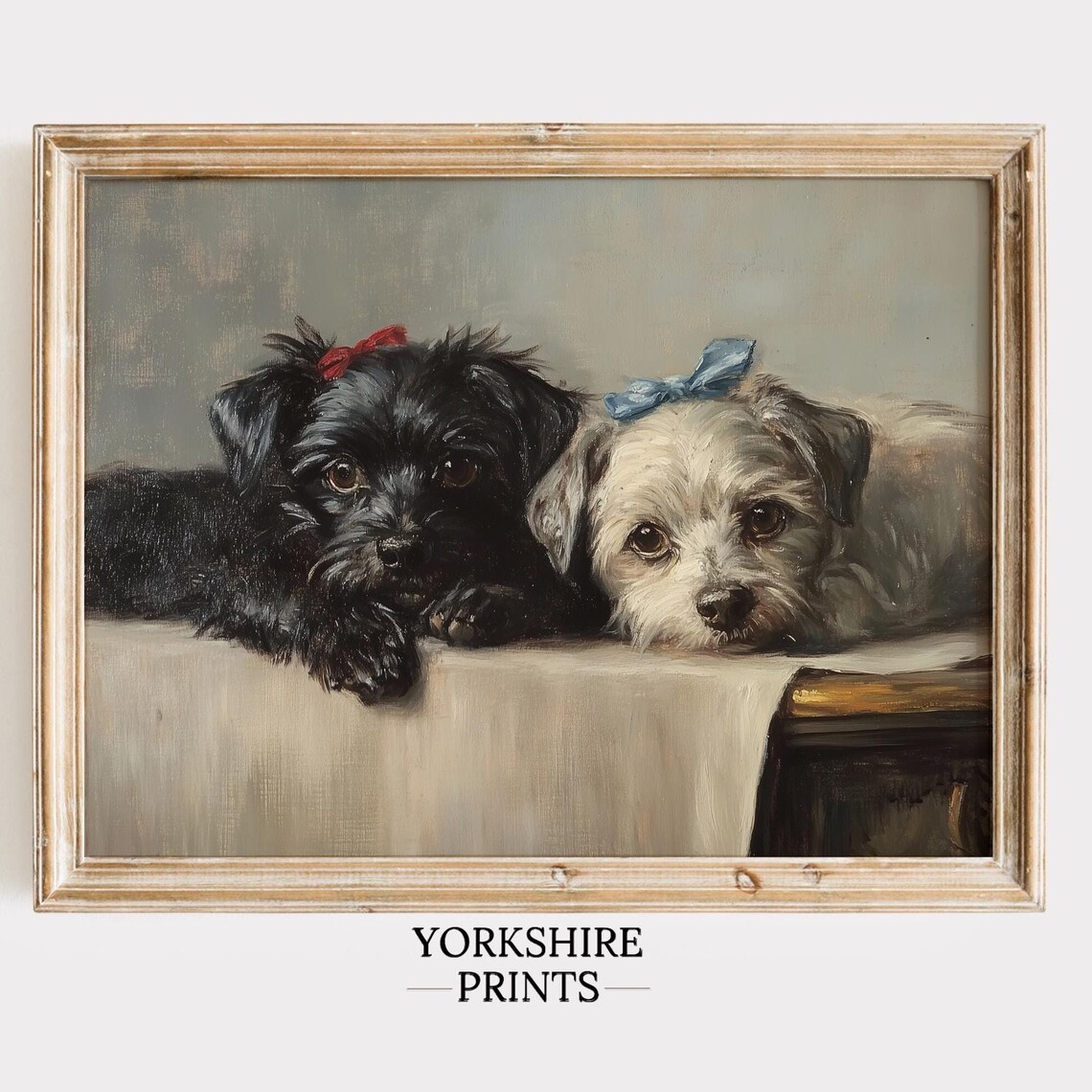 Black and White Puppies Vintage Dog Art Print - Image 3