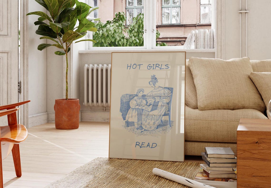 Trendy Reading Print Cute Desk Decor Feminine Wall Art Book Lover Gift Funny Reading Poster Girly Dorm Decor 1 Print - Image 2