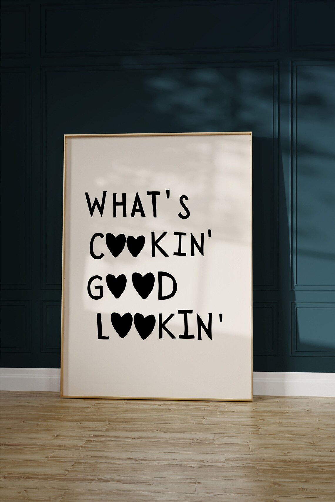 What's Cookin' Good Lookin' Black Heart Letters Kitchen Quote Poster - Image 2