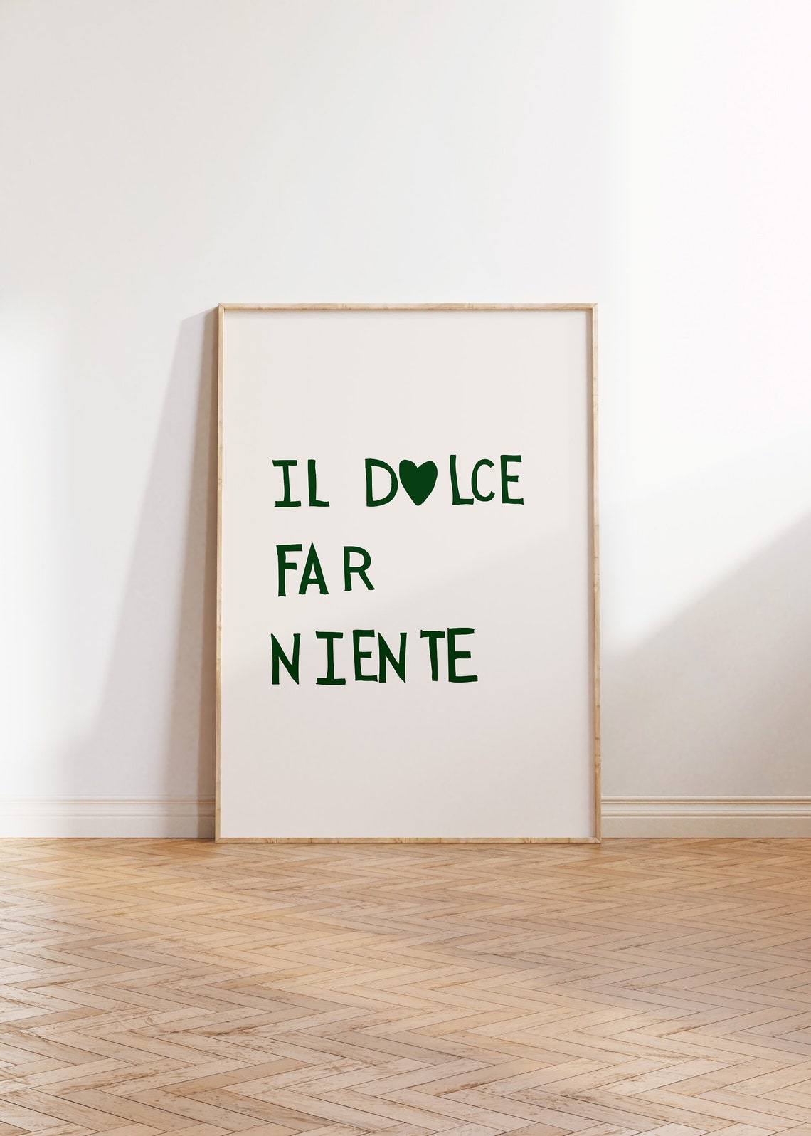 Il Dolce Far Niente Green Italian Quote Heart Typography Poster - Image 4