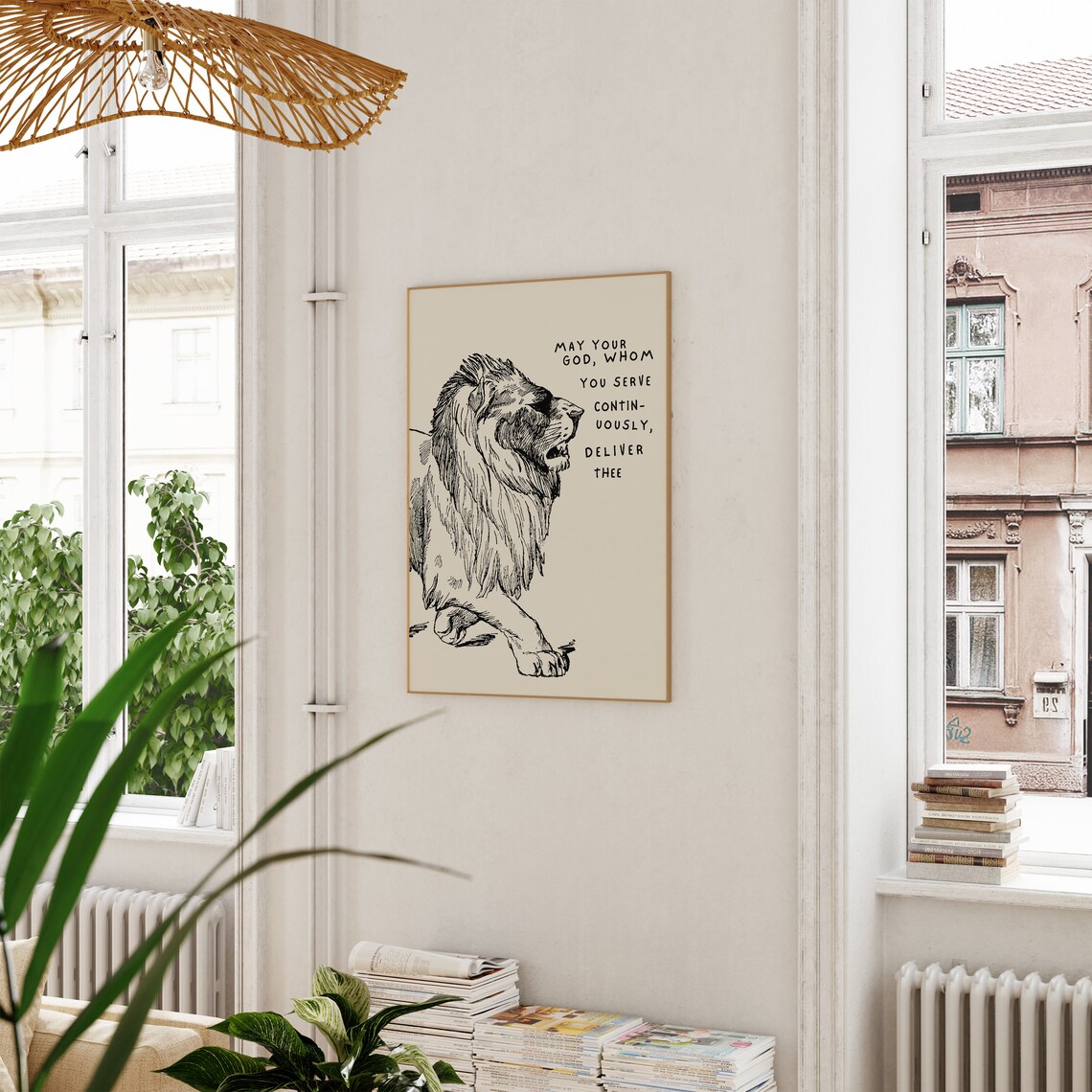 Daniel And The Lions Den Vintage Lion Christian Faith Art Poster - Image 2