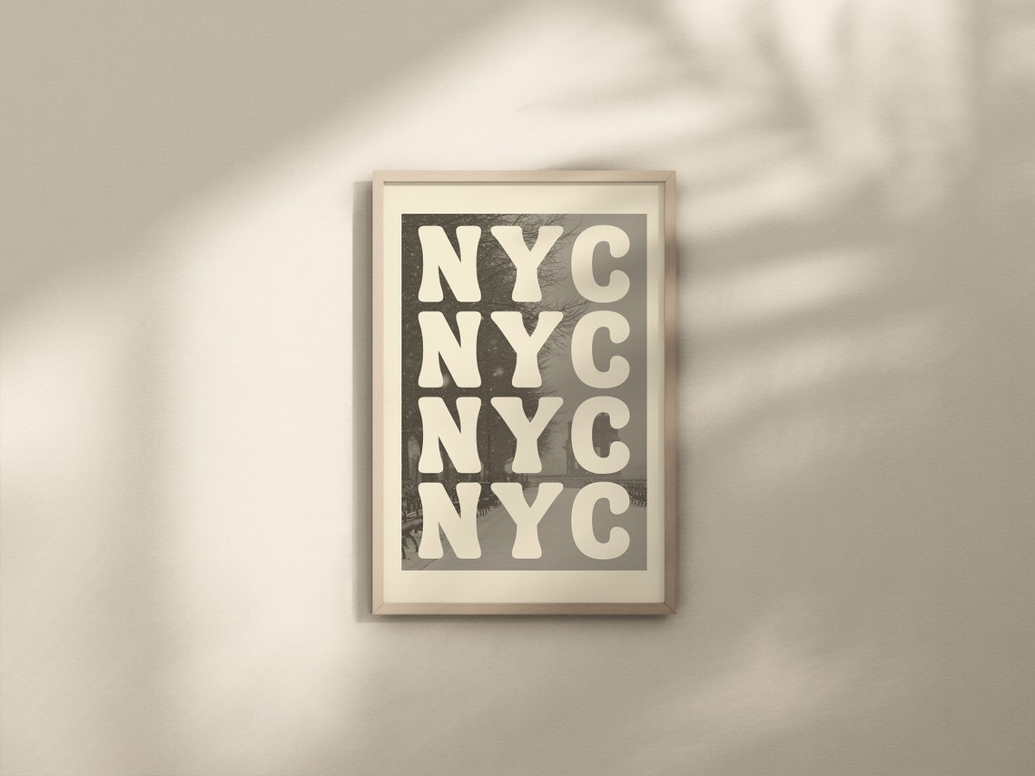 NYC Retro Cream Lettering Urban New York City Travel Art Poster - Image 2