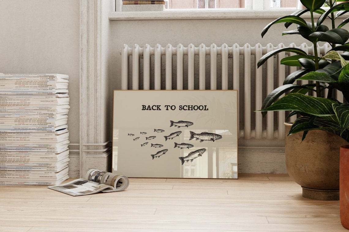 Cute Classroom Decor Vintage Fish Print Funny Back To School Poster Ocean Wall Art Trendy School Poster 1 Horizontal Print - Image 3