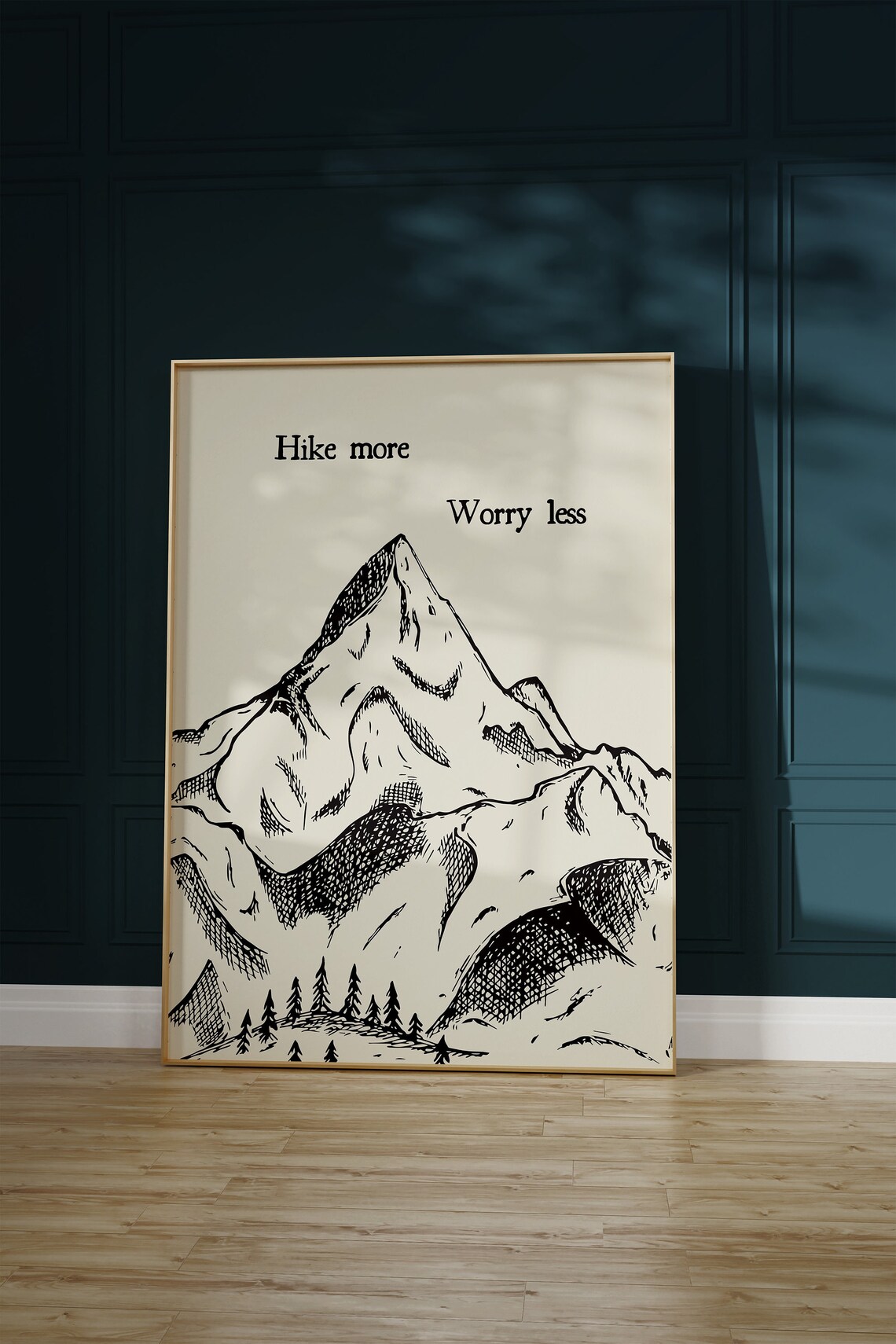 Hike More Worry Less Vintage Hiking Travel Poster - Image 2