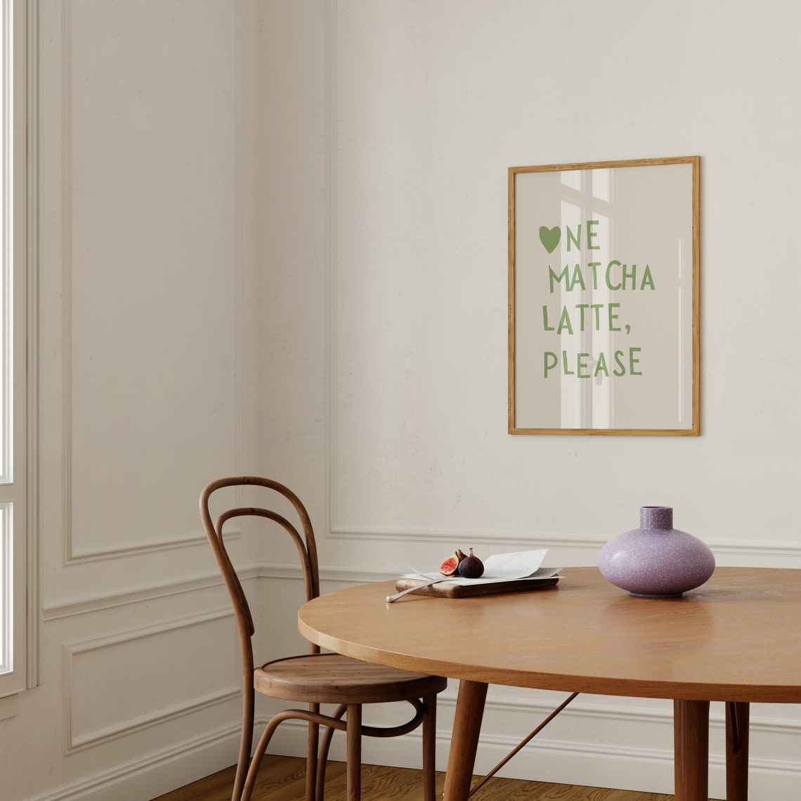 Green Heart One Matcha Latte Please Cute Kitchen Quote Poster - Image 3