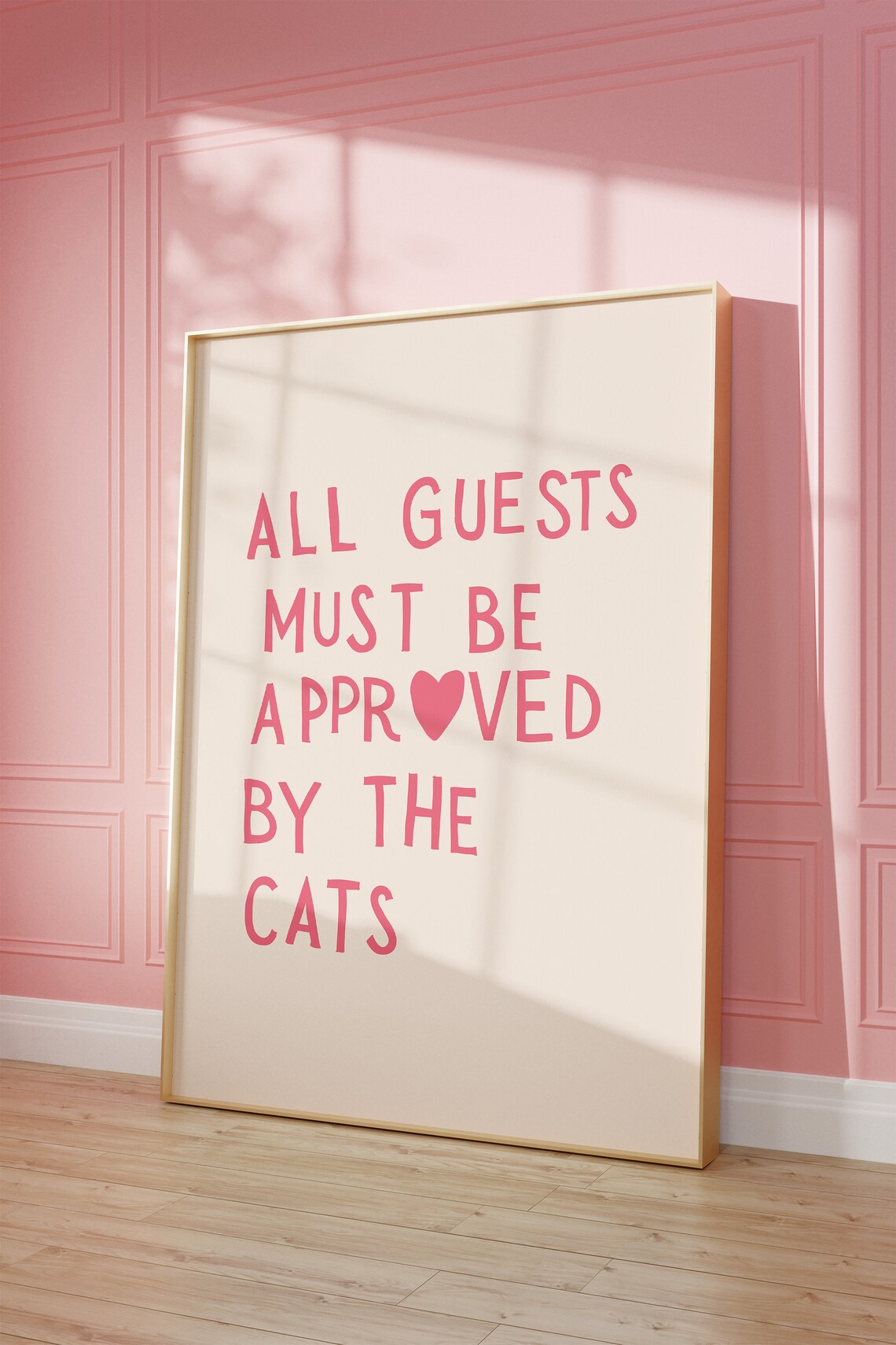 Funny Cat Print, Minimalist Heart Typography - Image 2