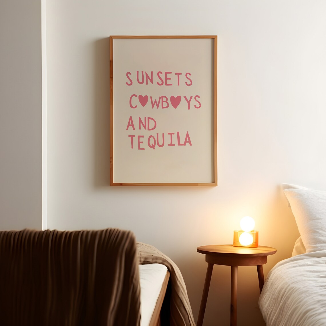 Sunsets Cowboys And Tequila Print Western Wall Art Minimalist Heart Poster Wild West Print Cowgirl Quote Art Print 1 Print - Image 2