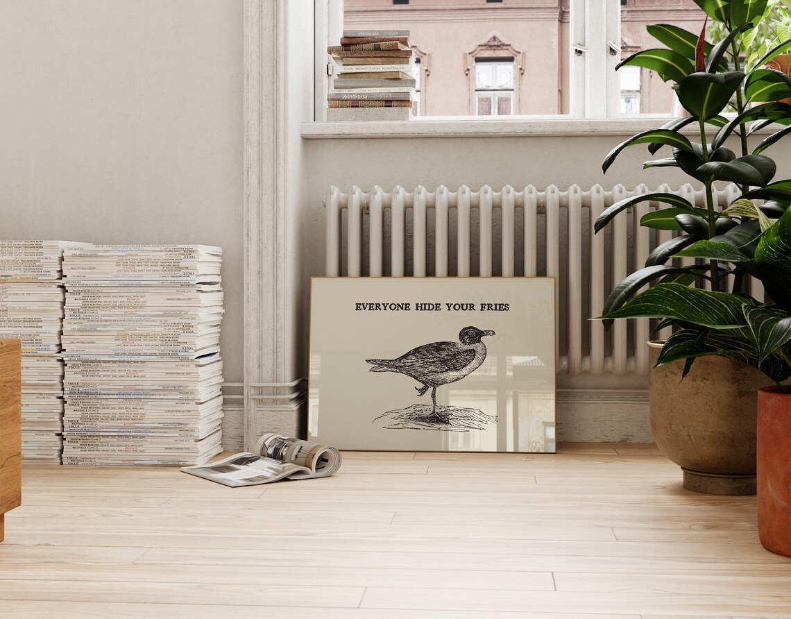 Vintage Seagull Print, Funny Beach House Decor - Image 3