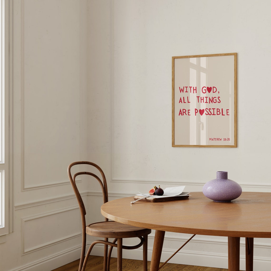 With God All Things Are Possible Poster Red Scripture Matthew 19:26 - Image 2