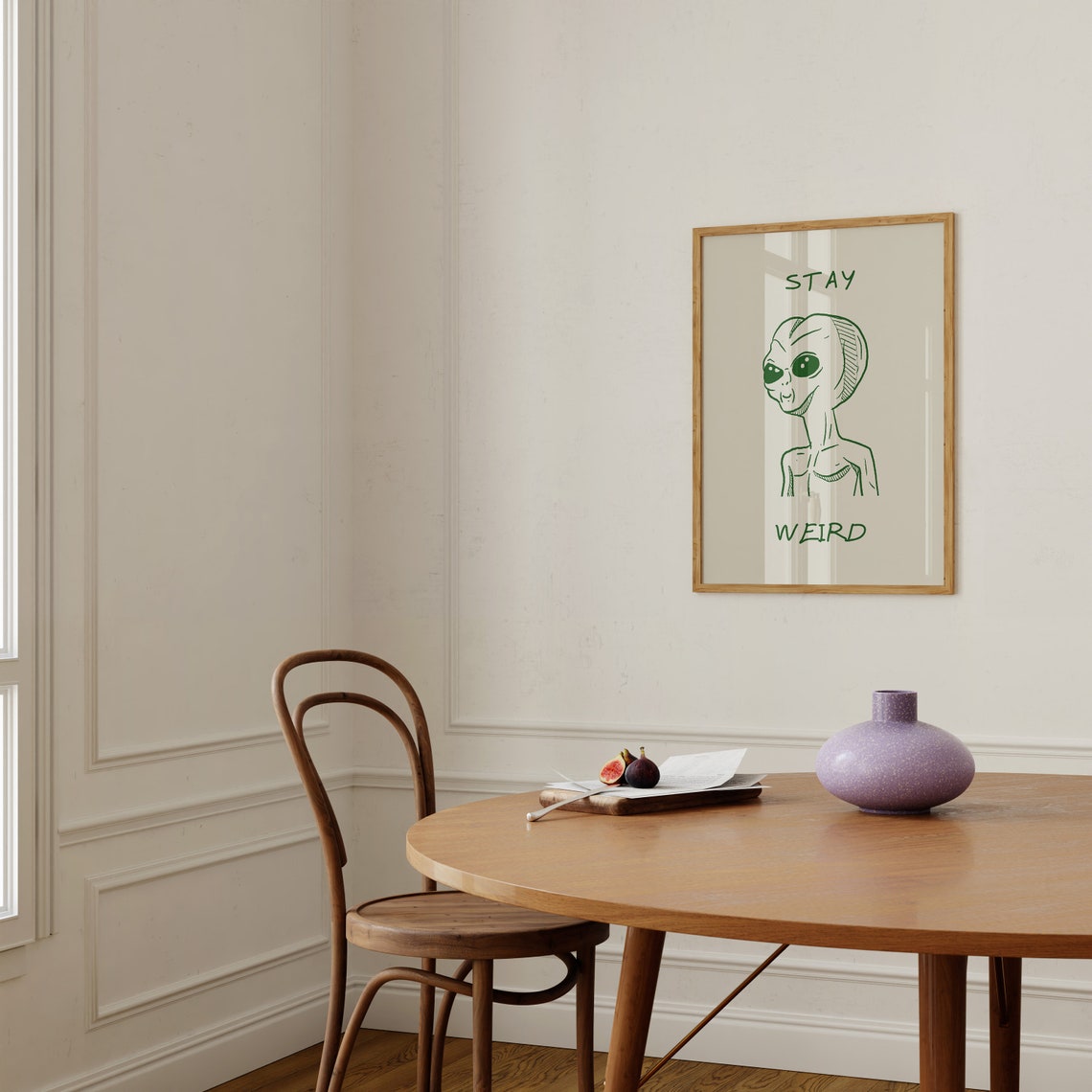 Stay Weird Green Alien Doodle Fun Inspirational Quote Poster - Image 2
