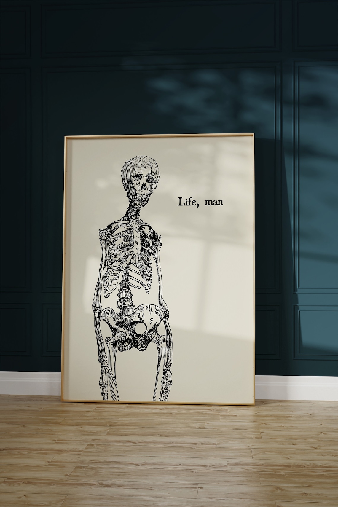 Vintage Skeleton Print, Minimalist Halloween Poster - Image 2