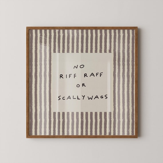 No Riff Raff Print Funny Entryway Decor Neutral Striped Wall Art Digital Download Square