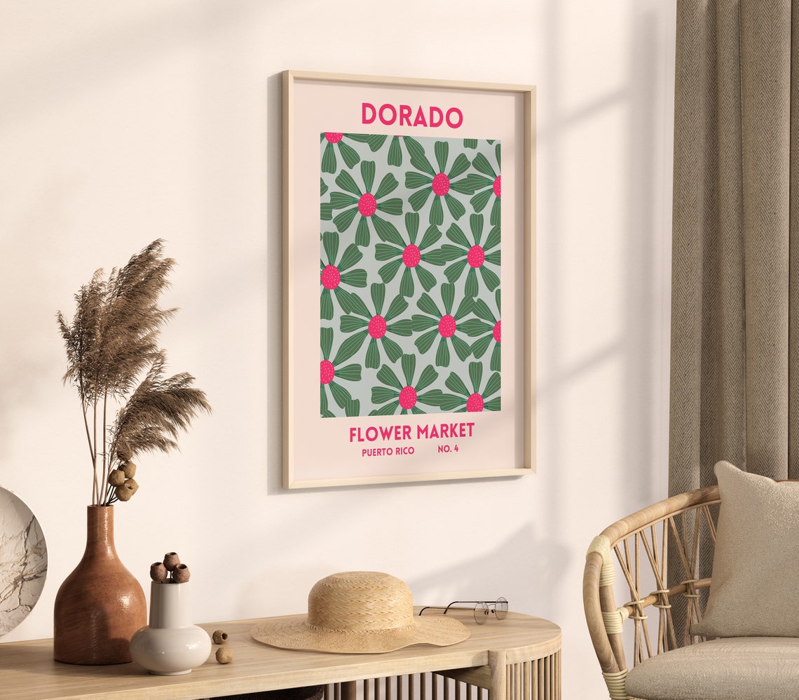 Dorado Print Puerto Rico Wall Art Flower Market Art Print Pink Floral Decor Puerto Rican Art Caribbean Print 1 Print - Image 2