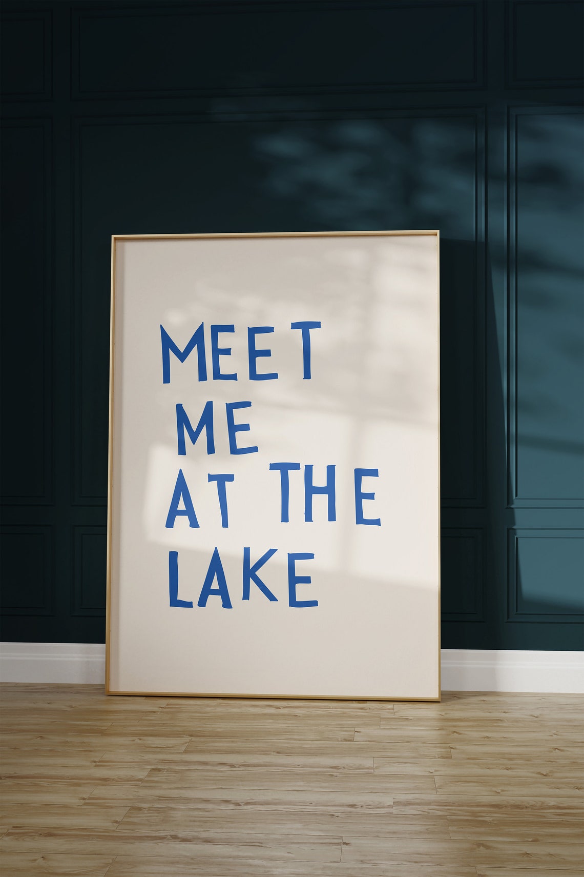Meet Me At The Lake Blue Typography Lake House Cabin Decor Poster