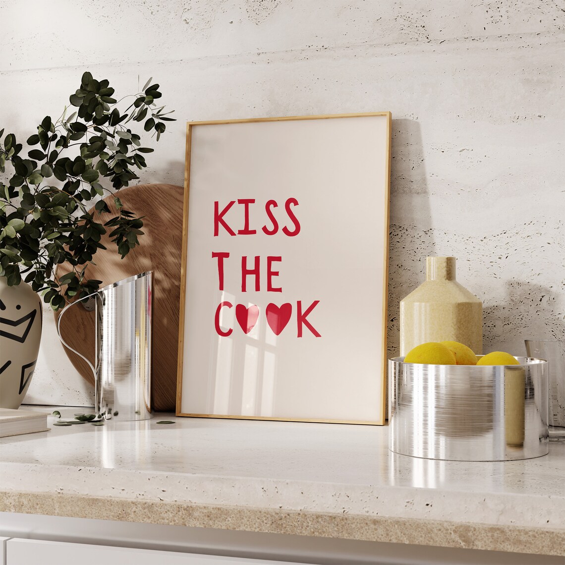 Kiss The Cook Print, Minimalist Kitchen Decor - Image 2