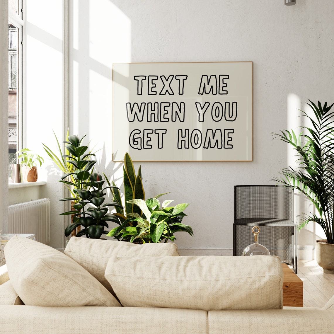 Text Me When You Get Home Outline Lettering Entryway Quote Poster - Image 3