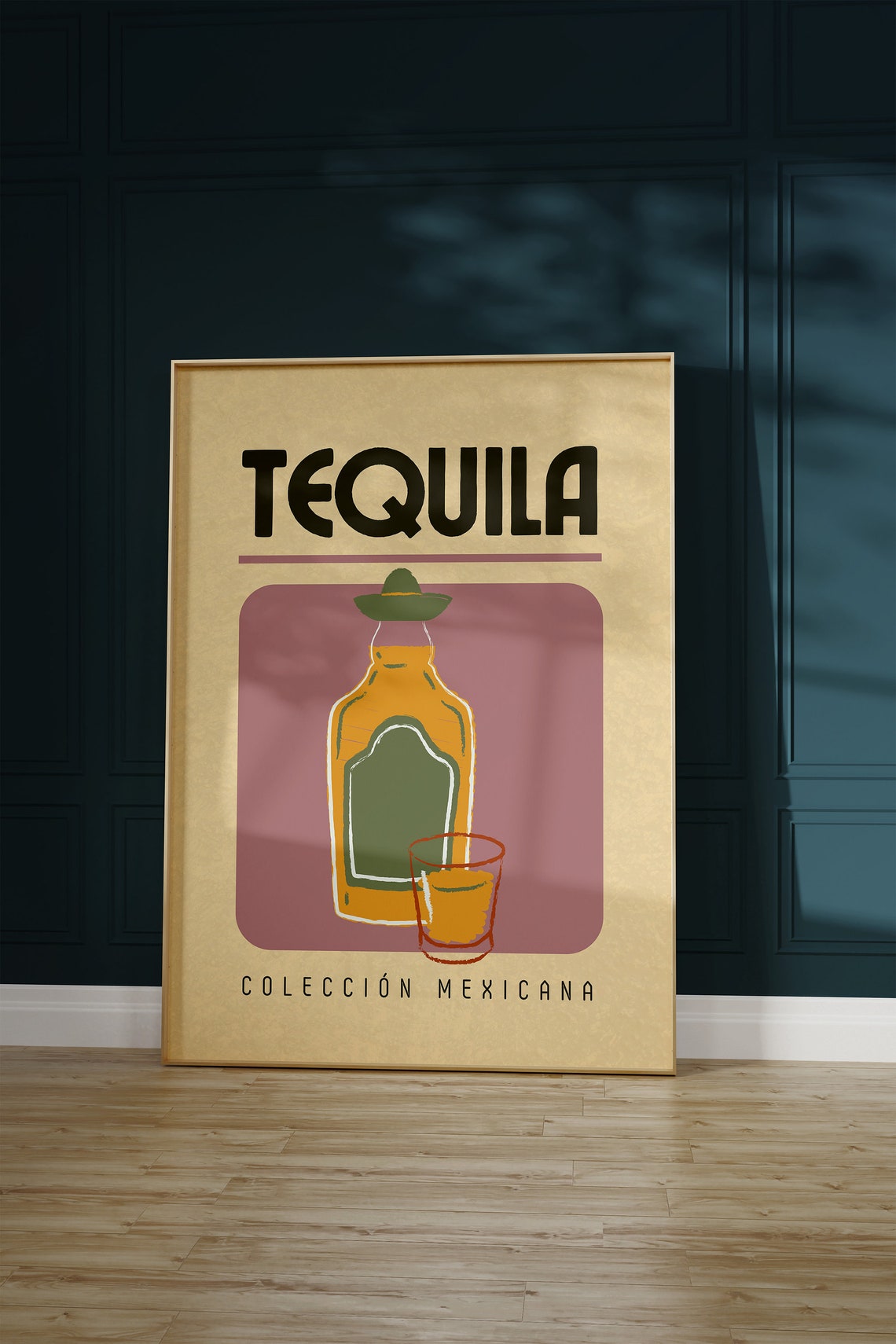 Tequila Colección Mexicana Retro Bottle And Shot Illustration Print - Image 2