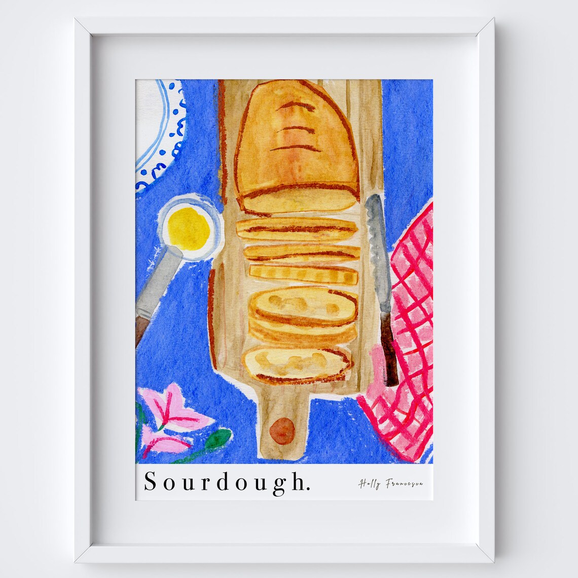 Sourdough Kitchen Poster, Watercolour Food Art Print