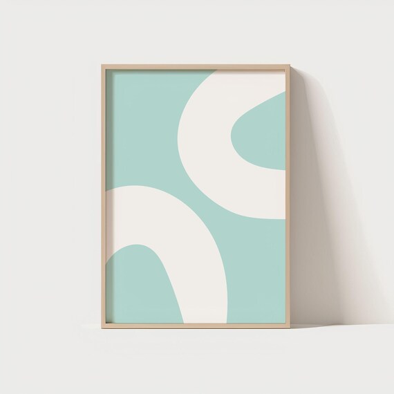 Minimal Abstract Wall Art Pastel Blue Modern Poster Scandinavian White Arch Print For Home Decor