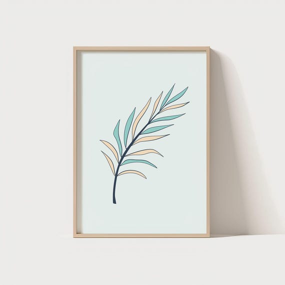 Pastel Botanical Wall Art Minimalist Leaf Illustration Poster Plant Decor For Bedroom Living Room