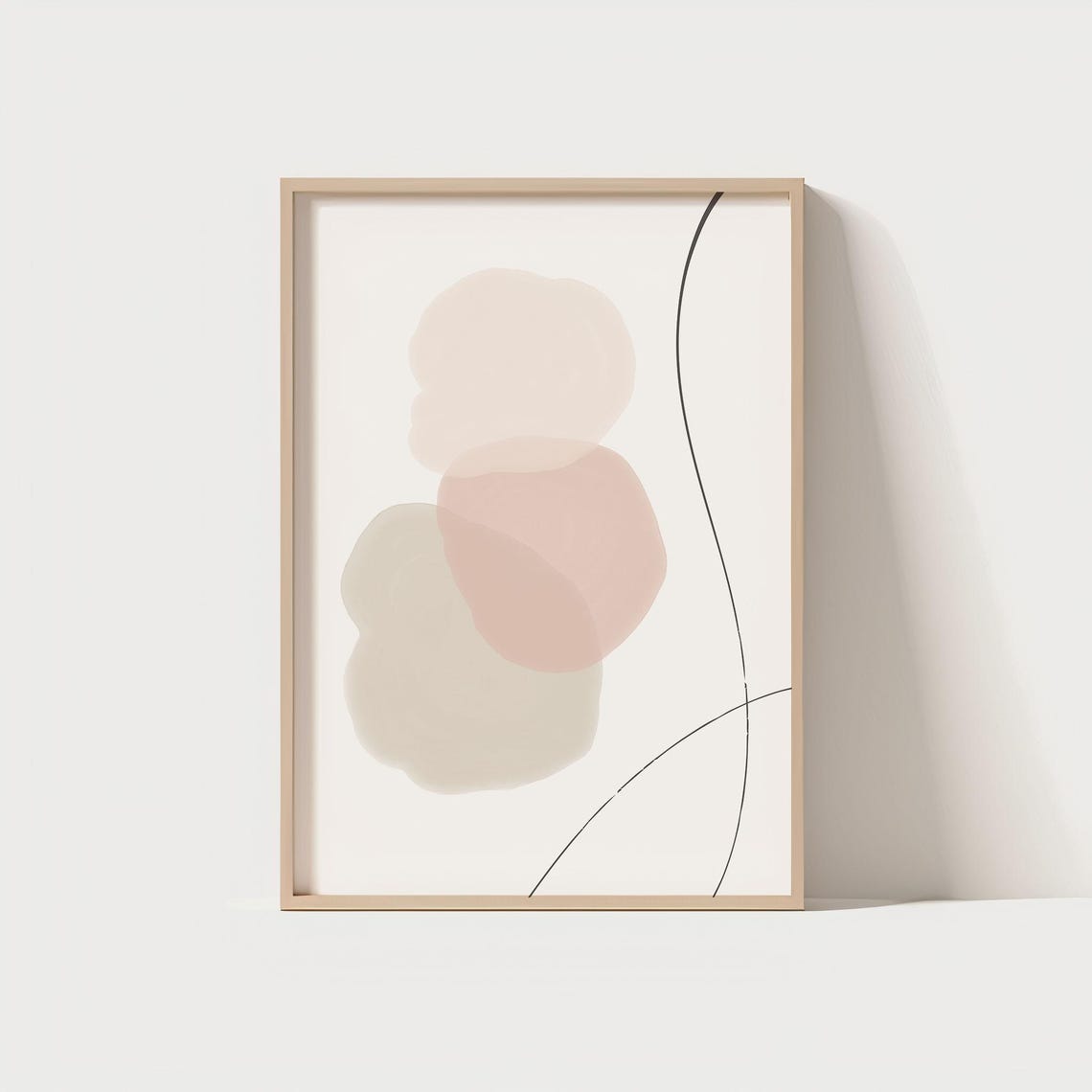 Minimalist Neutral Abstract Blush Pink Beige Organic Shapes Art Print