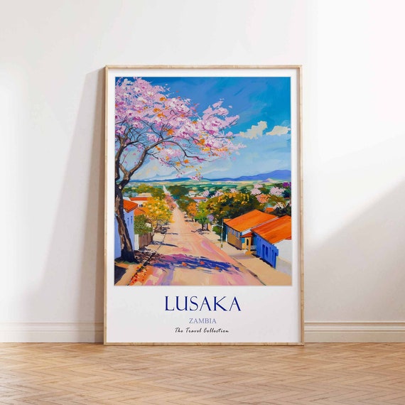 Lusaka Poster Zambia Beach Travel History African Print Art