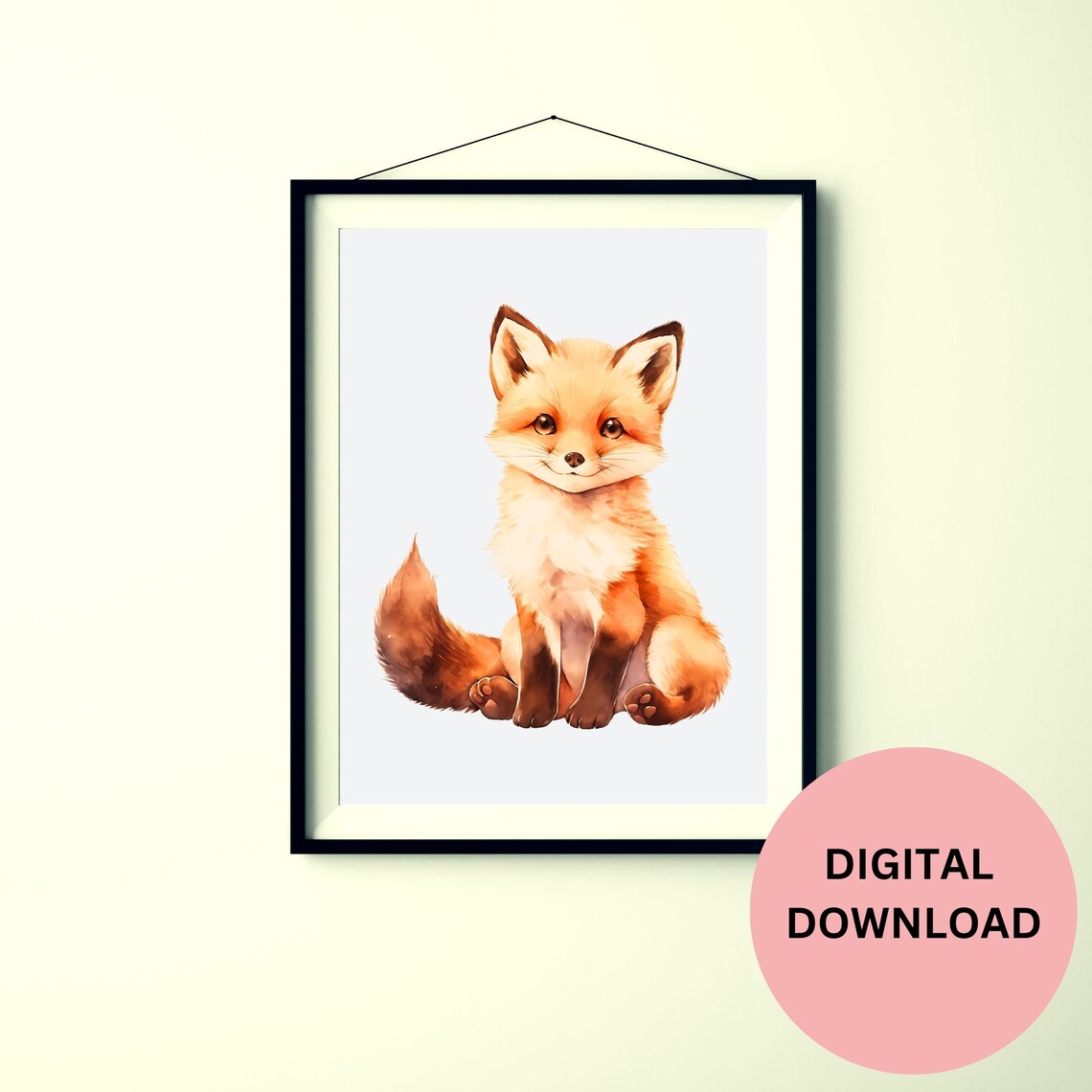 Cute Baby Fox Watercolor Woodland Animal Portrait Kids Room Art Print - Image 2