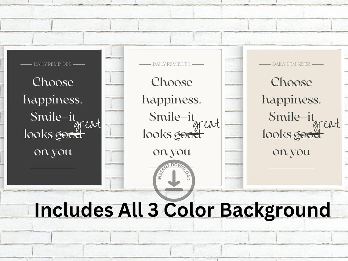 Choose Happiness Daily Reminder Three Color Background Poster