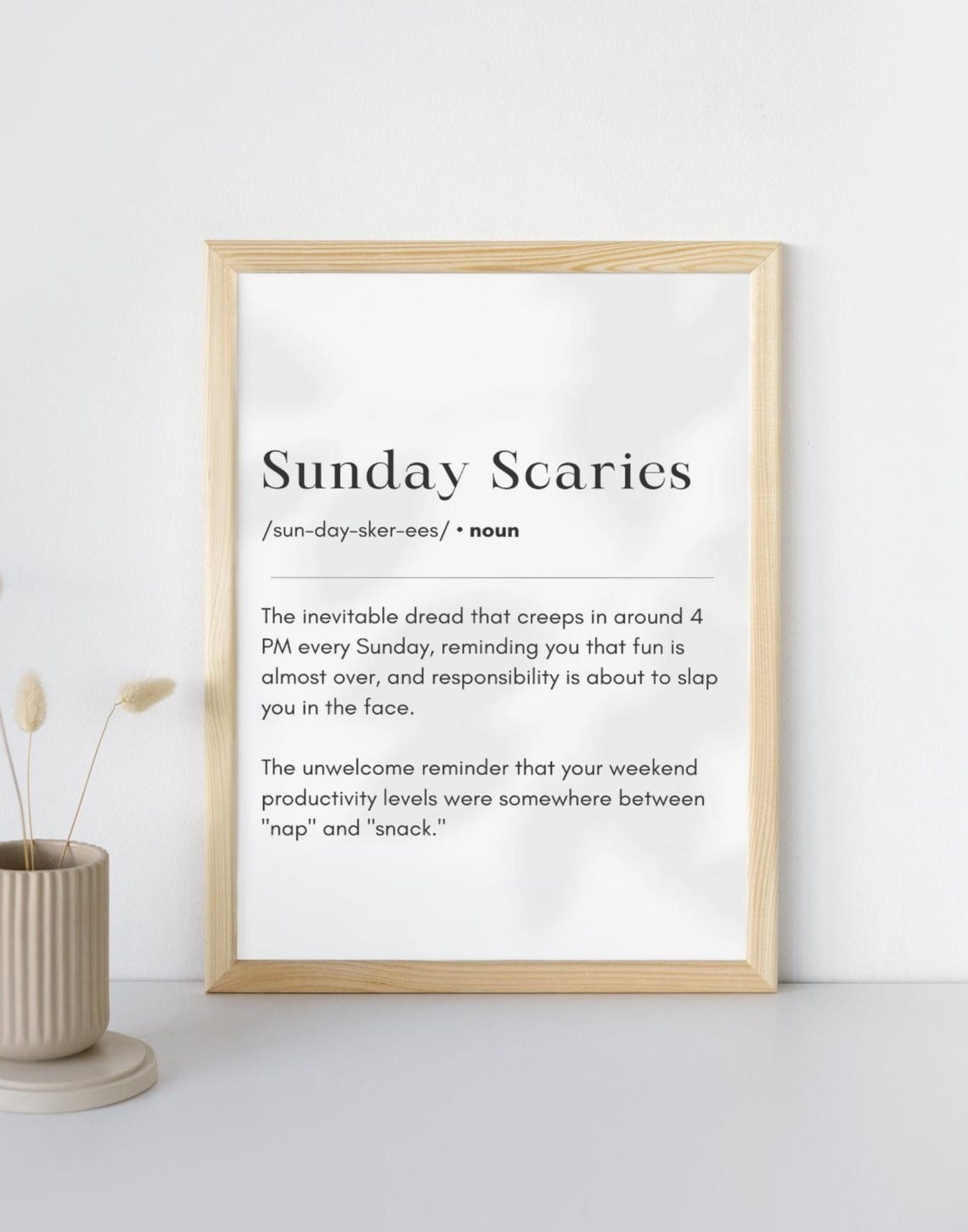 Sunday Scaries Definition Dictionary Style Funny Weekend Humor Poster - Image 2