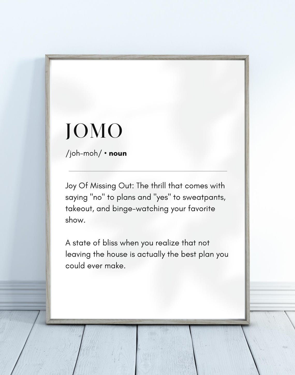 JOMO Joy Of Missing Out Definition Dictionary Style Funny Home Poster - Image 3